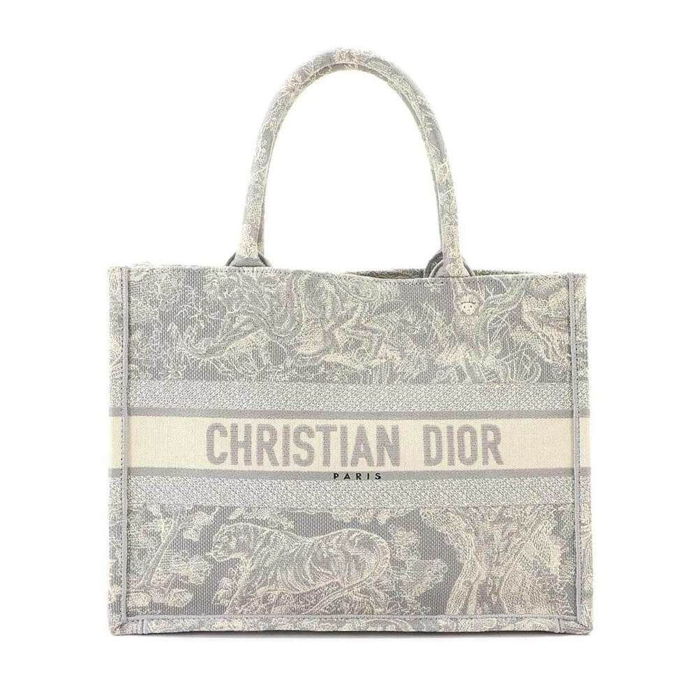 Christian Dior Book Tote Medium Handbag, Toile de Jouy Canvas, Grey/Ecru Whit...